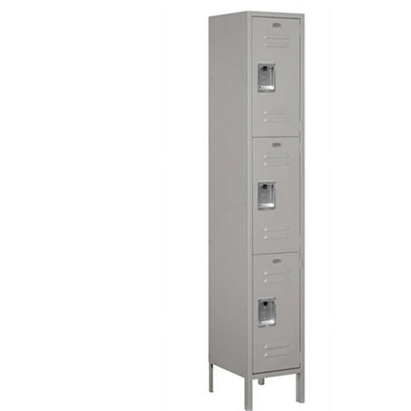 Salsbury Industries 53165GY-U Extra Wide Standard Metal Locker - Triple Tier - 1 Wide - 6 Feet High - 15 Inches Deep - Gray - Unassembled