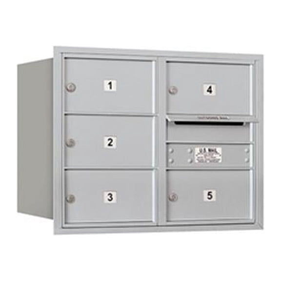 Salsbury 6 Door High Unit 23.50 Inches - Double Column - 5 Mb2 Doors - Aluminum - Rear Loading - Usps Access