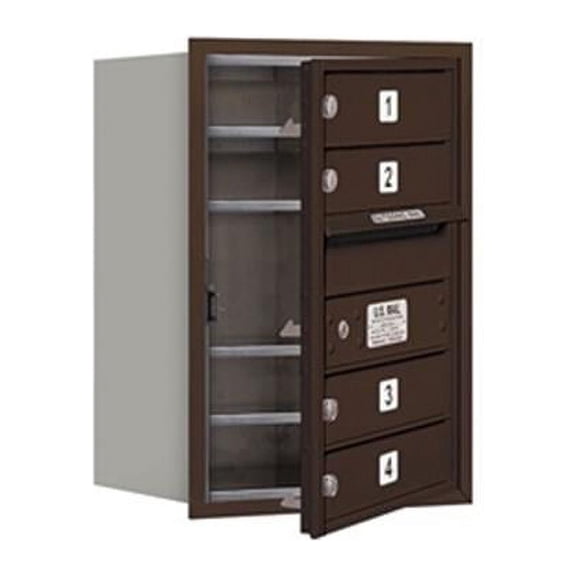 Salsbury 6 Door High Unit - Bronze - Single Column - 4 MB1 Doors - Front Loading - USPS Access - 23.50 Inches