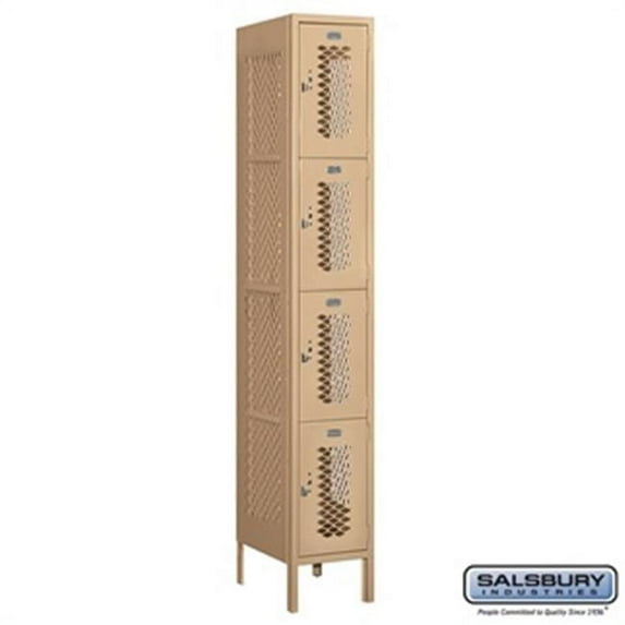 Salsbury 74168TN-U 1 x 6 x 18 in. Four Tier Vented Metal Locker, Tan - Unassembled