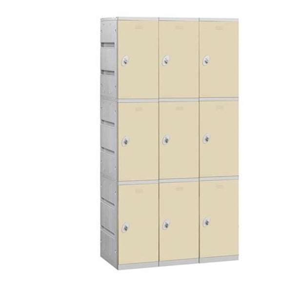 Salsbury  93000 Series Triple Tier Plastic Lockers - Assembled - Tan