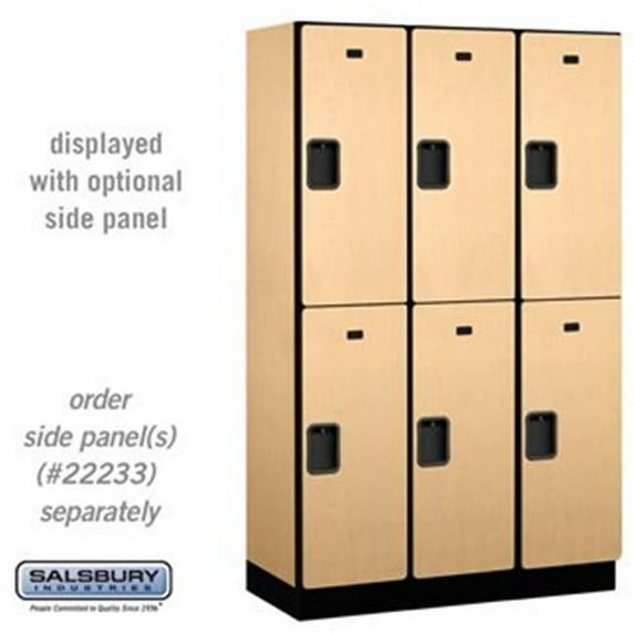 Salsbury 22368MAP 15 in. Double Tier Designer Wood Locker, Maple - 3 x 6 ft. x 18 in.