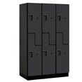 thumbnail image 1 of Salsbury  Extra Wide Designer Wood Locker Double Tier S Style - 3 Wide - 6 Feet High - 21 Inches Deep - Black, 1 of 1