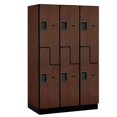 thumbnail image 1 of Salsbury  Extra Wide Designer Wood Locker Double Tier S Style - 3 Wide - 6 Feet High - 21 Inches Deep - Mahogany, 1 of 1