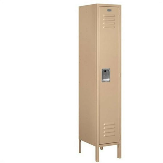 Salsbury 61155TN-A Standard Metal Locker Single Tier - 1 Wide - 5 Feet High - 15 Inches Deep - Tan - Assembled