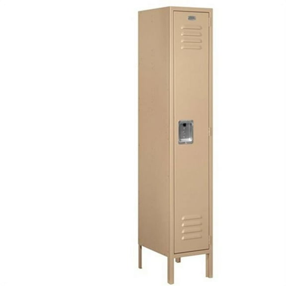 Salsbury 61155TN-A Standard Metal Locker Single Tier - 1 Wide - 5 Feet High - 15 Inches Deep - Tan - Assembled