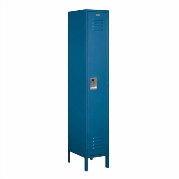 15" Wide Single Tier Standard Metal Locker - 1 Wide - 6 Feet High - 18 Inches Deep - Blue - Assembled