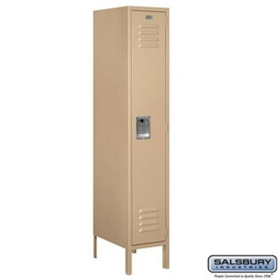 Standard Metal Locker - Single Tier - 1 Wide - 5 Feet High - 18 Inches Deep - Tan - Assembled