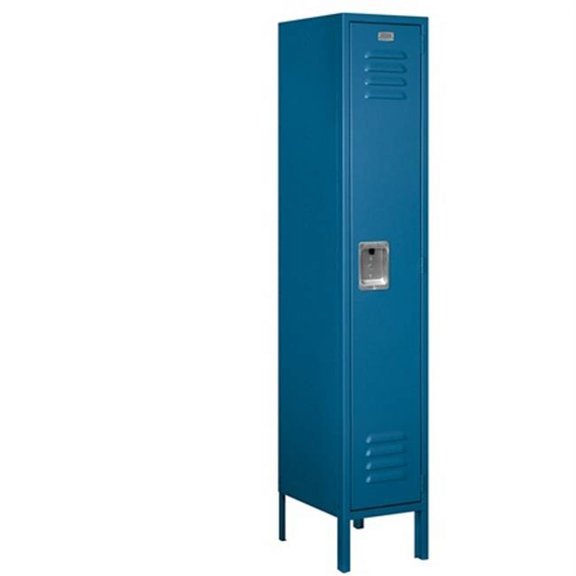 12" Wide Single Tier Standard Metal Locker - 1 Wide - 5 Feet High - 15 Inches Deep - Blue - Assembled
