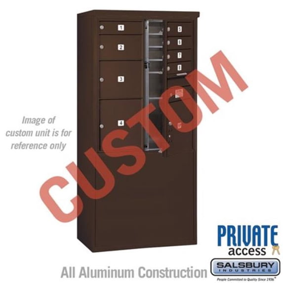 Salsbury Industries 10 Door Height Unit 52.875 in. Front Loading & Private Access, Free-Standing 4C Horizontal Mailbox Unit, Bronze