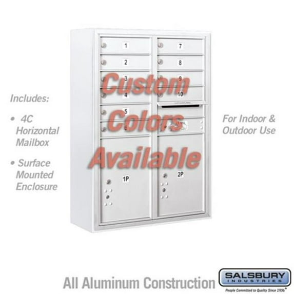 Salsbury Industries 11 Door Height Unit 42 in. Custom Front Loading USPS Access Surface Mounted 4C Horizontal Mailbox Unit