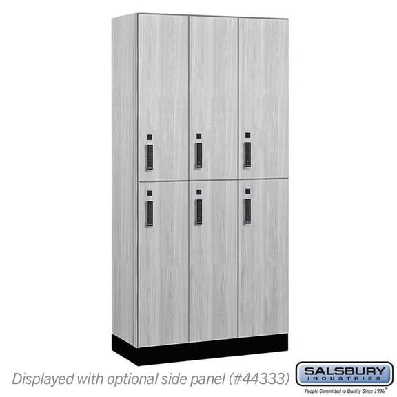 Salsbury Industries 42368ST-E 12 in. Wide Premier Wood Locker - Double Tier - 3 Wide - 6 ft. High - 18 in. Deep - Silver Teak - Electronic Locks