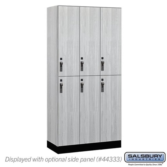 Salsbury Industries 42368ST 12 in. Wide Premier Wood Locker - Double Tier - 3 Wide - 6 ft. High - 18 in. Deep - Silver Teak - Hasp