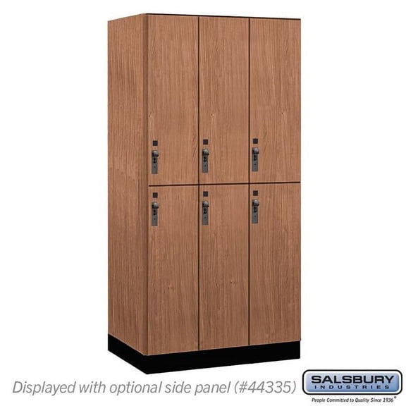 Salsbury Industries 42361RO 12 in. Wide Premier Wood Locker - Double Tier - 3 Wide - 6 ft. High - 21 in. Deep - Red Oak - Hasp