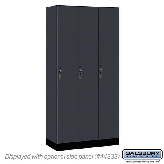 Salsbury Industries 41368CM 12 in. Wide Premier Wood Locker - Single Tier - 3 Wide - 6 ft. High - 18 in. Deep - Carbon Mesh - Hasp