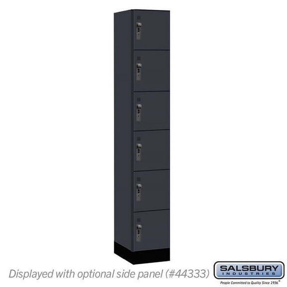 Salsbury Industries 46168CM 12 in. Wide Premier Wood Locker - Six Tier Box Style - 1 Wide - 6 ft. High - 18 in. Deep - Carbon Mesh - Hasp