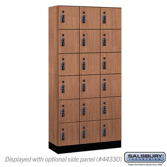 Salsbury Industries 46365RO-R 12 in. Wide Premier Wood Locker - Six Tier Box Style - 3 Wide - 6 ft. High - 15 in. Deep - Red Oak - Resettable Combination Locks