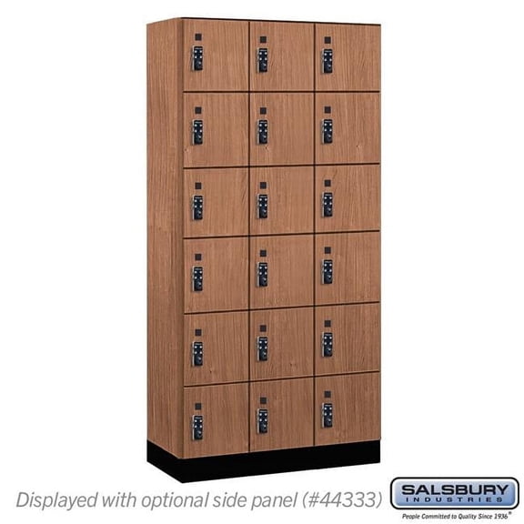 Salsbury Industries 46368RO-R 12 in. Wide Premier Wood Locker - Six Tier Box Style - 3 Wide - 6 ft. High - 18 in. Deep - Red Oak - Resettable Combination Locks