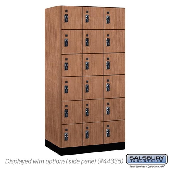 Salsbury Industries 46361RO-R 12 in. Wide Premier Wood Locker - Six Tier Box Style - 3 Wide - 6 ft. High - 21 in. Deep - Red Oak - Resettable Combination Locks