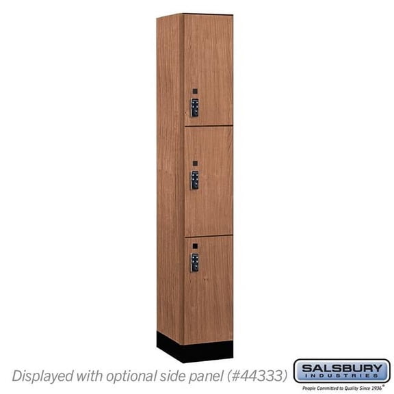 Salsbury Industries 43168RO-R 12 in. Wide Premier Wood Locker - Triple Tier - 1 Wide - 6 ft. High - 18 in. Deep - Red Oak - Resettable Combination Locks