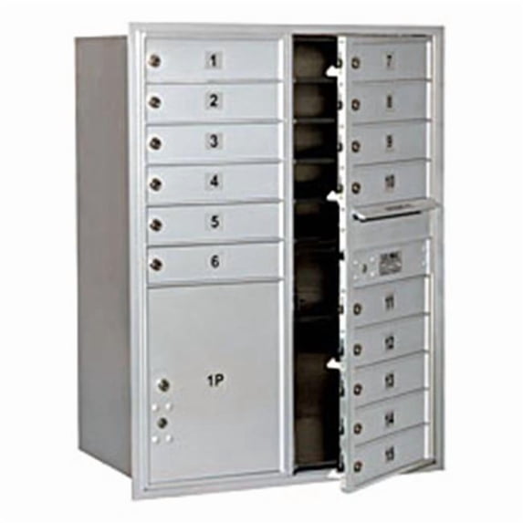 Salsbury Industries 15 Door Front Load 4C Horizontal Mail Center with 1 Parcel Locker