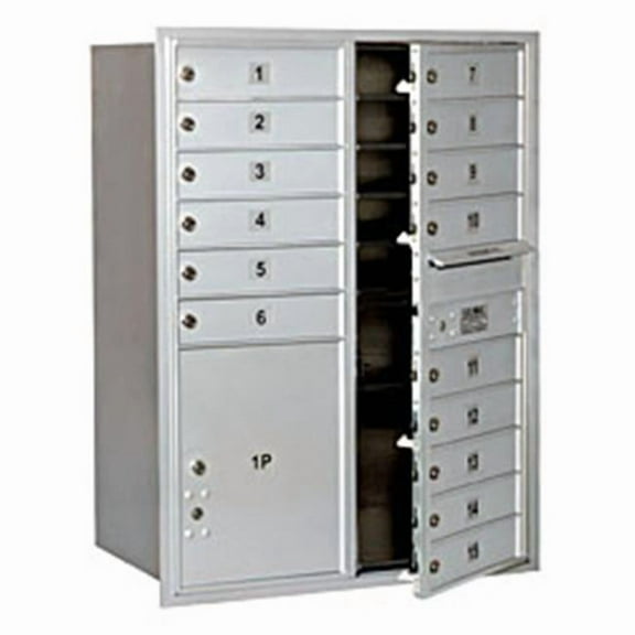 Salsbury Industries 15 Door Front Load 4C Horizontal Mail Center with 1 Parcel Locker