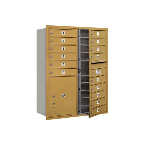 Salsbury Industries 15 Door Front Load 4C Horizontal Mail Center with 1 Parcel Locker