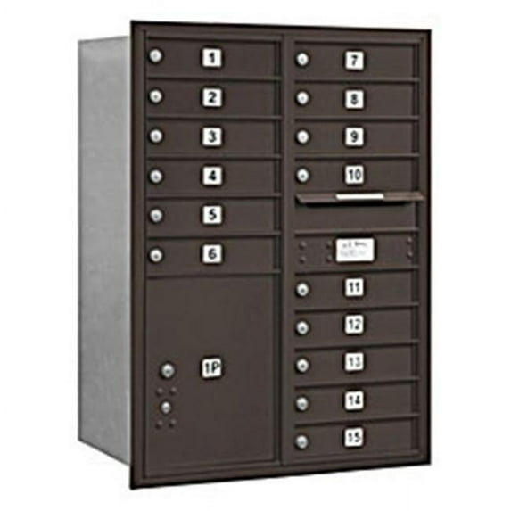 Salsbury Industries 15 Door Rear Load 4C Horizontal Mail Center with 1 Parcel Locker