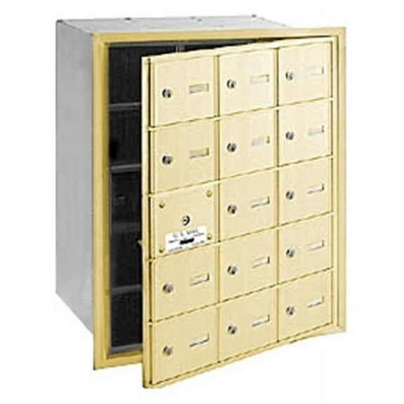 4B+ Horizontal Mailbox - 15 A Doors (14 usable) - Sandstone - Front Loading - USPS Access