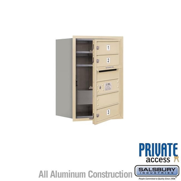 Salsbury Industries 17 x 23.875 x 16.5 in. Recessed Mounted 4C Horizontal Mailbox - Front Loading - Private Access, Sandstone