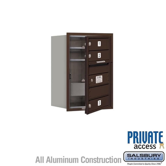 Salsbury Industries 17 x 23.875 x 16.5 in. Recessed Mounted 4C Horizontal Mailbox - Front Loading - USPS Access, Bronze