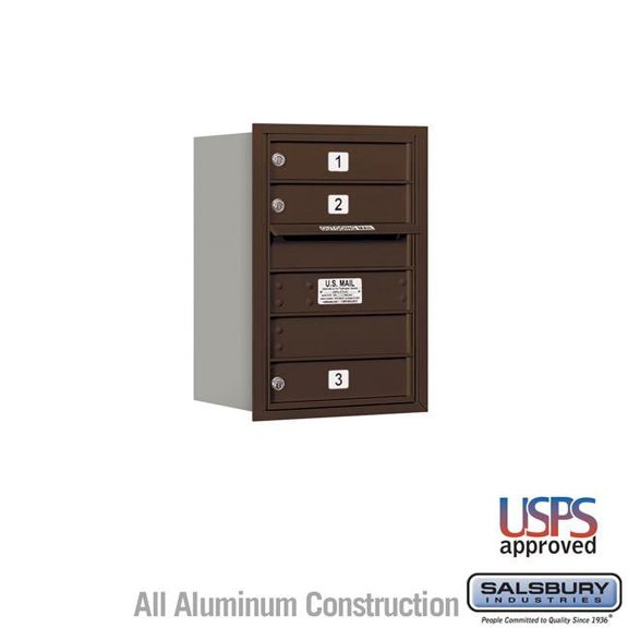 Salsbury Industries 17 x 23.875 x 16.5 in. Recessed Mounted 4C Horizontal Mailbox - Rear Loading - USPS Access, Bronze