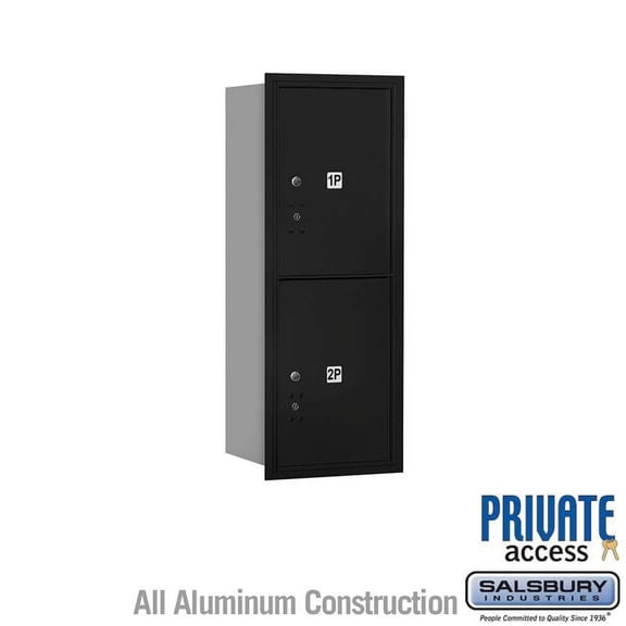 Salsbury Industries 17 x 37.875 x 16.5 in. Recessed Mounted 4C Horizontal Mailbox - Rear Loading - Private Access, Black
