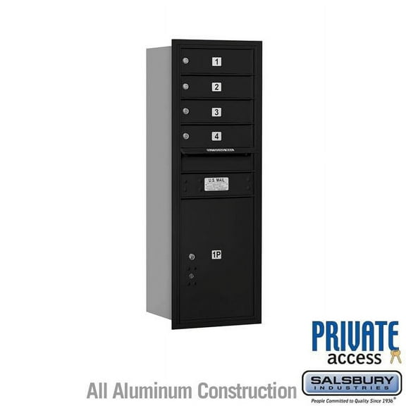 Salsbury Industries 17 x 41.375 x 16.5 in. Recessed Mounted 4C Horizontal Mailbox - Rear Loading - Private Access, Black
