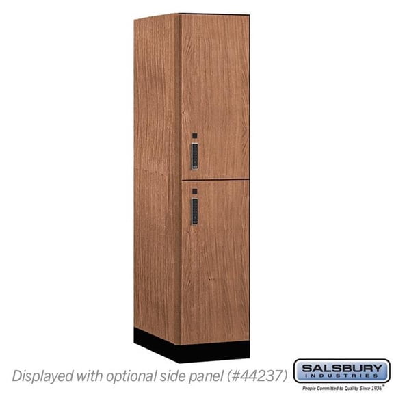 Salsbury Industries 18-42164RO-E 18 in. Wide Premier Wood Locker - Double Tier - 1 Wide - 6 ft. High - 24 in. Deep - Red Oak - Electronic Locks