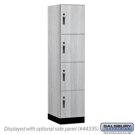 Salsbury Industries 18-44161ST 18 in. Wide Premier Wood Locker - Four Tier - 1 Wide - 6 ft. High - 21 in. Deep - Silver Teak - Hasp