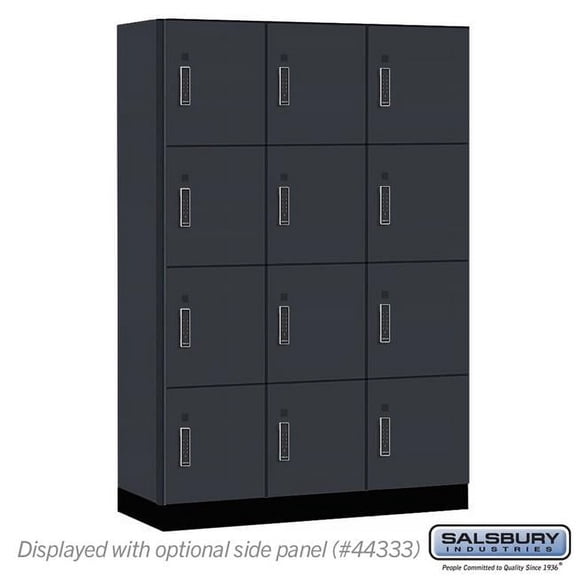 Salsbury Industries 18-44368CM-E 18 in. Wide Premier Wood Locker - Four Tier - 3 Wide - 6 ft. High - 18 in. Deep - Carbon Mesh - Electronic Locks