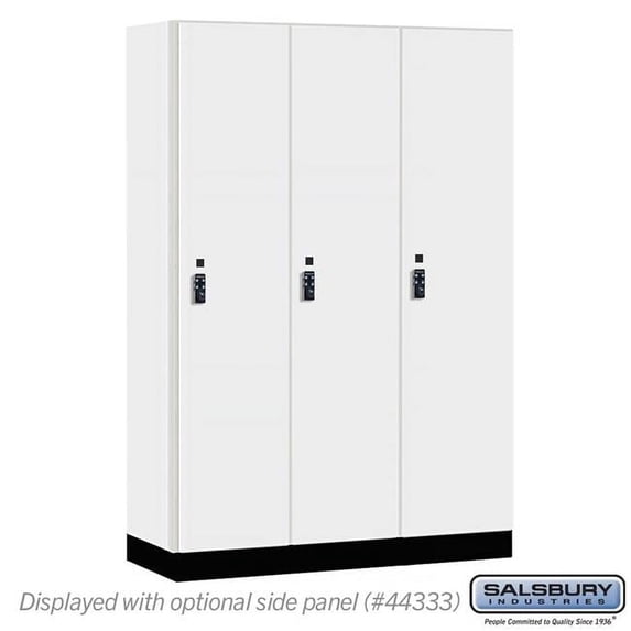 Salsbury Industries 18-41368AW-R 18 in. Wide Premier Wood Locker - Single Tier - 3 Wide - 6 ft. High - 18 in. Deep - Arctic White - Resettable Combination Locks