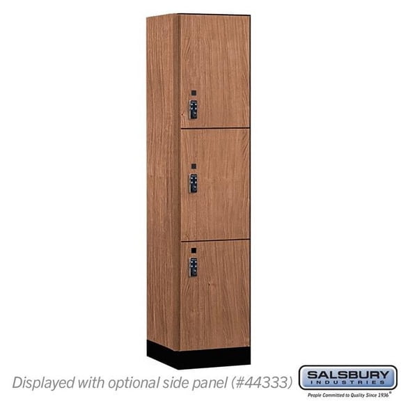 Salsbury Industries 18-43168RO-R 18 in. Wide Premier Wood Locker - Triple Tier - 1 Wide - 6 ft. High - 18 in. Deep - Red Oak - Resettable Combination Locks
