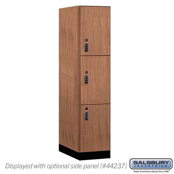Salsbury Industries 18-43164RO-R 18 in. Wide Premier Wood Locker - Triple Tier - 1 Wide - 6 ft. High - 24 in. Deep - Red Oak - Resettable Combination Locks