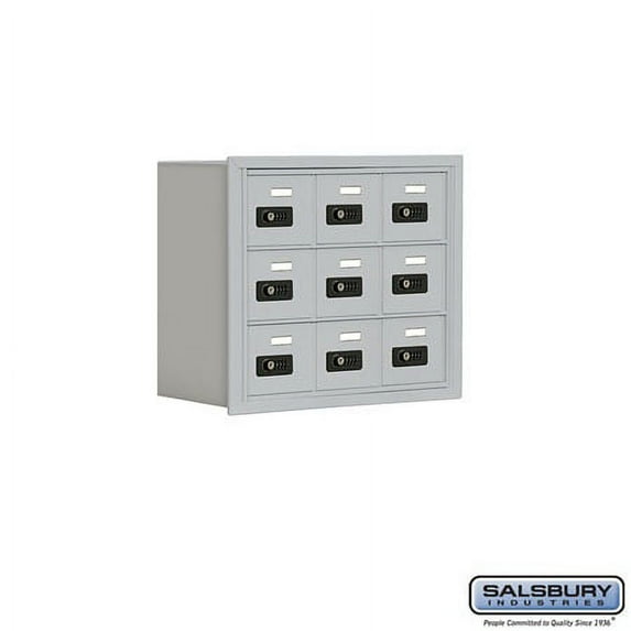 Salsbury Industries 19038-09ARC Cell Phone Storage Locker - 3 Door High Unit (8 Inch Deep Compartments) - 9 A Doors - Aluminum - Recessed Mounted - Resettable Combination Locks