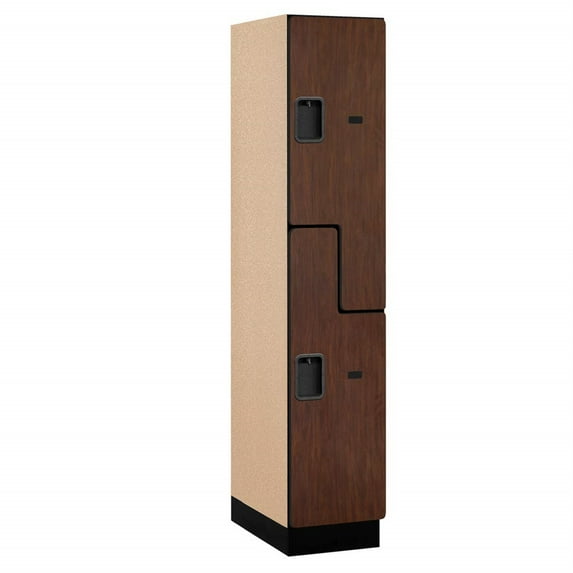 15" Wide Double Tier Designer Wood Locker - 1 Wide - 6 Feet High - 21 Inches Deep - Mahogany