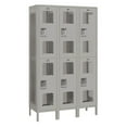 thumbnail image 1 of 15" Wide Double Tier Vented Metal Locker - 3 Wide - 6 Feet High - 18 Inches Deep - Gray - Unassembled, 1 of 3