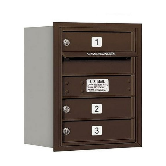 Salsbury Industries 3705S-03ARU 3 Mailbox Single Column Aluminum - Rear Loading USPS Access