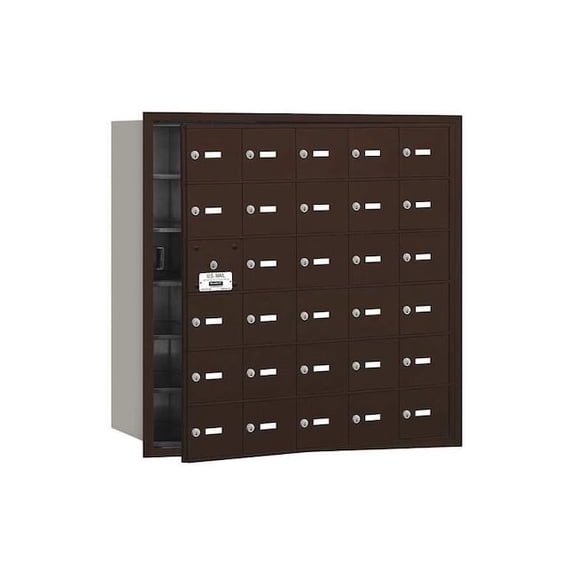 Mailbox, Bronze, Powder Coated, 30 Doors, Recessed, USPS 3630ZFU