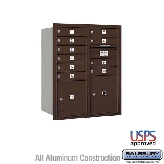 Salsbury Industries 31.125 x 37.875 x 16.5 in. Recessed Mounted 4C Horizontal Mailbox - Rear Loading - USPS Access, Bronze