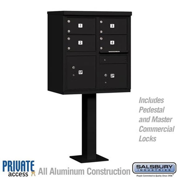 Salsbury Industries 3305BLK-P 30.5 x 62 x 18 in. Cluster Box Unit - 4 C Size Doors - Type V - Private Access, Black