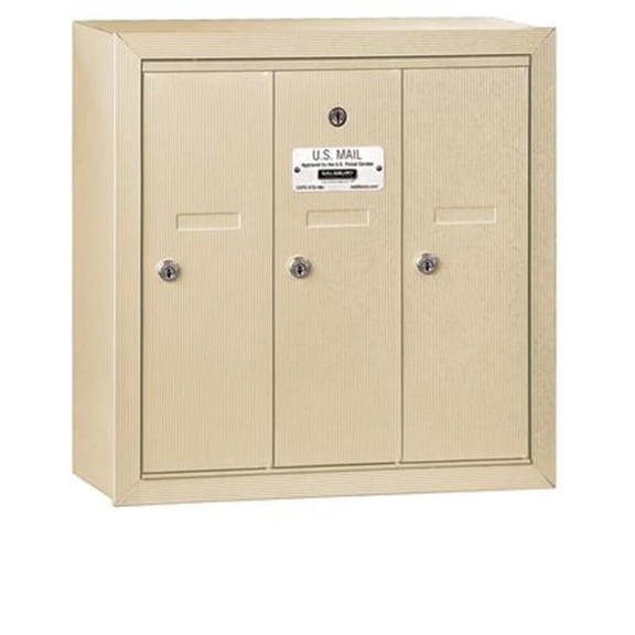 Salsbury Industries 3503SSP Vertical Mailbox - 3 Doors - Sandstone - Surface Mounted - Private Access