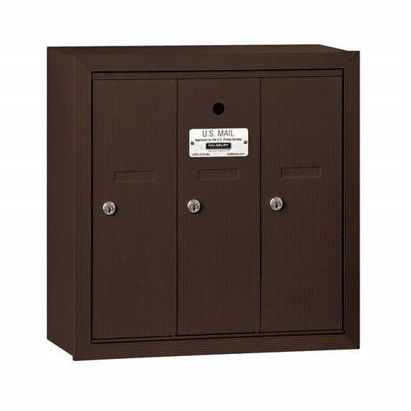 Salsbury Industries 3503ZSU Vertical Mailbox - 3 Doors - Bronze - Surface Mounted - USPS Access