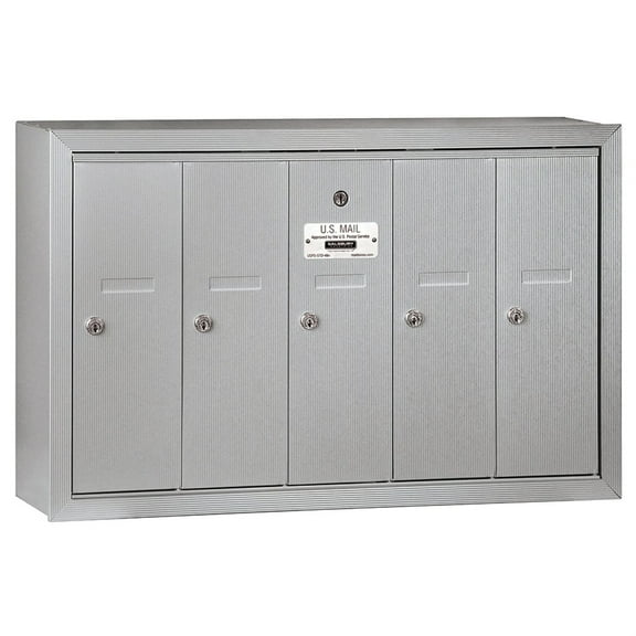 Vertical Mailbox (Includes Master Commercial Lock) - 5 Doors - Aluminum - Surface Mounted - Private Access